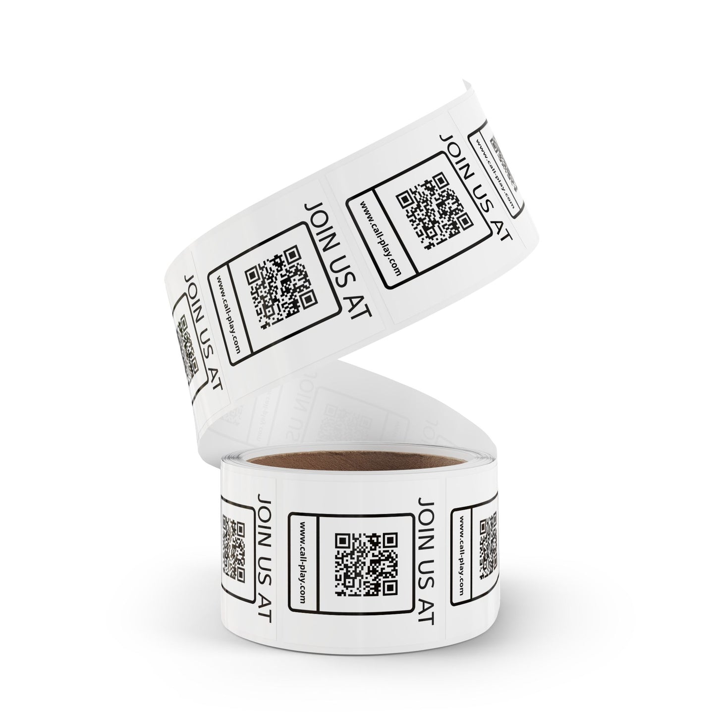 Square Sticker Rolls — “JOIN US AT” QR Code Promo Labels