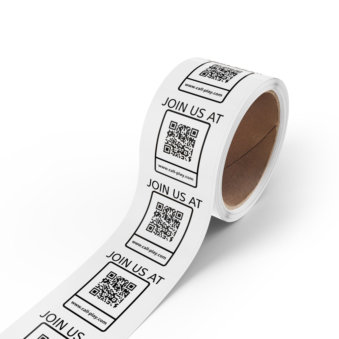 Square Sticker Rolls — “JOIN US AT” QR Code Promo Labels